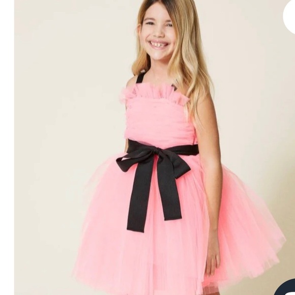 Twin-Set Pink Tulle Dress with Black Bow by designer Twinset